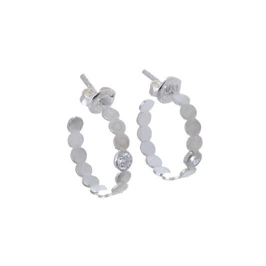 STONE CRICLE C-HOOP EARRINGS