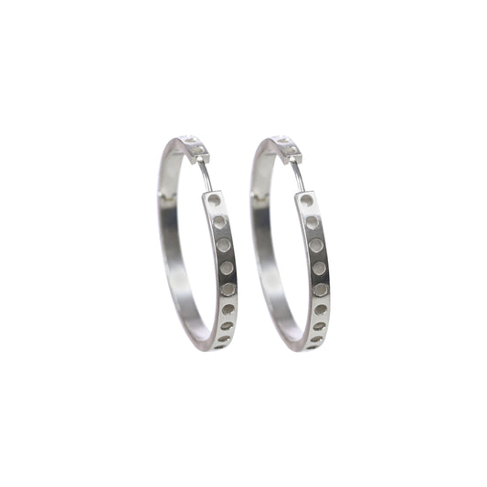 ROUND HOLES HUGGIE EARRINGS